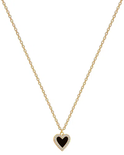 Gabi Rielle 14k Over Silver Onyx Cz Pendant Necklace In Black
