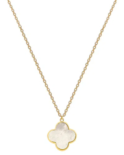 Gabi Rielle 14k Over Silver Pearl Clover Necklace In Gold