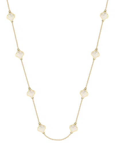 Gabi Rielle 14k Over Silver Pearl Clover Station Necklace In Gold