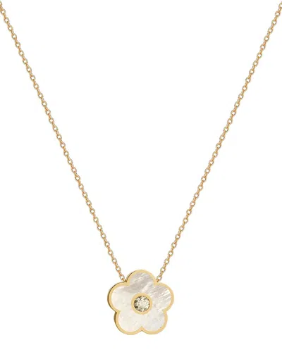 GABI RIELLE GABI RIELLE 14K OVER SILVER PEARL CZ FLOWER NECKLACE