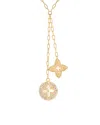 Gabi Rielle 14k Over Silver Pearl Cz Perle D'or Clover Cascade Lariat Necklace