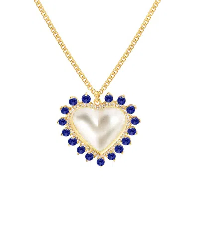 Gabi Rielle 14k Over Silver Pearl Cz Sweet Heart Necklace In Gold