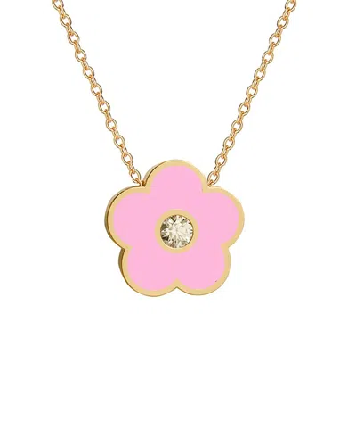 Gabi Rielle 14k Over Silver Pink Agate Cz Pendant Necklace In Gold