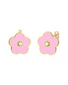 Gabi Rielle 14k Over Silver Pink Agate Cz Post Earrings