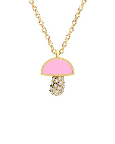 Gabi Rielle 14k Over Silver Pink Agate Cz Stackable Necklace In Gold