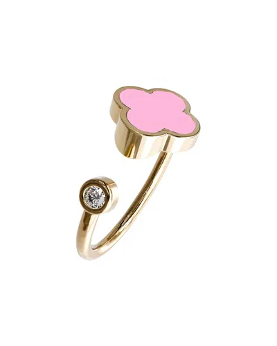 Gabi Rielle 14k Over Silver Pink Agate Cz Stackable Ring In Gold