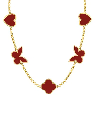 Gabi Rielle 14k Over Silver Red Carnelian Stackable Necklace In Gold