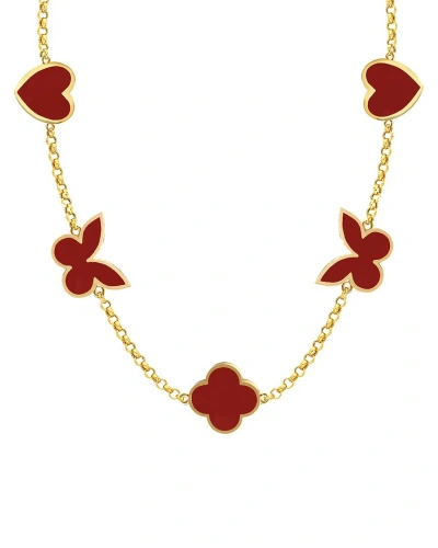 Gabi Rielle 14k Over Silver Red Carnelian Stackable Necklace