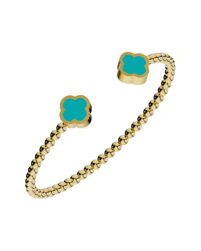 Gabi Rielle 14k Over Silver Turquiose Cuff Bracelet In Yellow