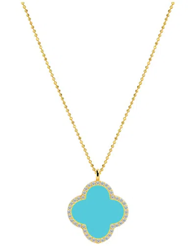 Gabi Rielle 14k Over Silver Turquiose Cz Pendant Necklace In Gold