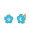 Gabi Rielle 14k Over Silver Turquoise Agate Cz Stackable Earrings