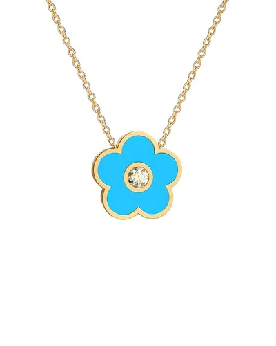 GABI RIELLE GABI RIELLE 14K OVER SILVER TURQUOISE AGATE CZ STACKABLE NECKLACE