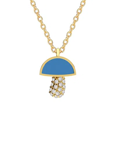 Gabi Rielle 14k Over Silver Turquoise Agate Cz Stackable Necklace In Metallic