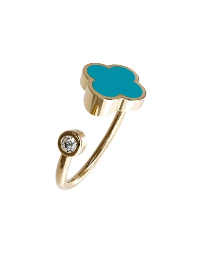 GABI RIELLE GABI RIELLE 14K OVER SILVER TURQUOISE AGATE CZ STACKABLE RING