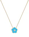 Gabi Rielle 14k Over Silver Turquoise Flower Pendant Necklace In Blue