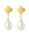 Gabi Rielle 18k Over Silver & Pearl Cz Dangle Earrings In Gold