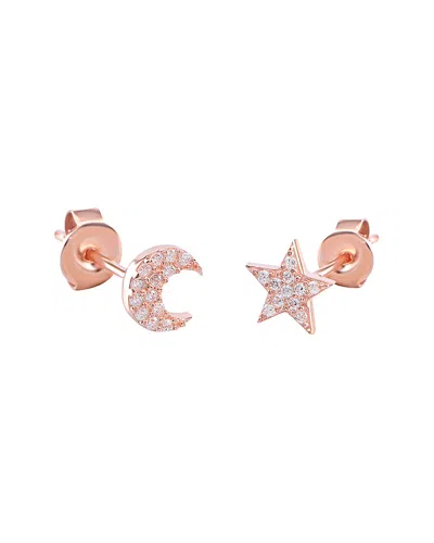 Gabi Rielle 22k Rose Gold Vermeil Cz Moon & Star Studs