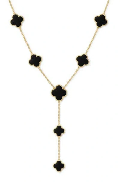 Gabi Rielle Agate Clover Station Y Necklace In Gold