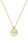 Gabi Rielle Bezel Round Cubic Zirconia Solitaire Pendant Necklace In Gold