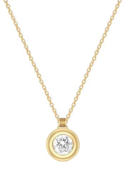 Gabi Rielle Bezel Round Cubic Zirconia Solitaire Pendant Necklace In Gold