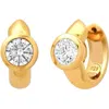 Gabi Rielle Bezel Set Round Crystal Huggie Hoop Earrings In Gold