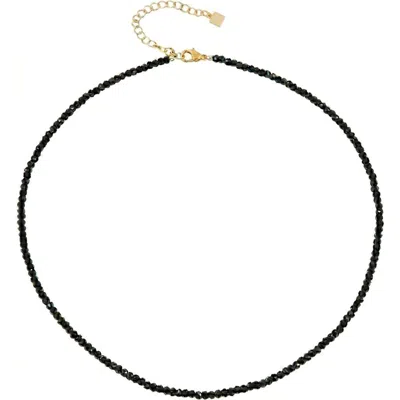 Gabi Rielle Black Spinel Beaded Necklace In Gold