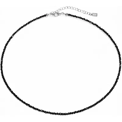 Gabi Rielle Black Spinel Beaded Necklace In Black/ Silver