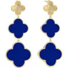 Gabi Rielle Blue Agate Triple Clover Drop Earrings In Blue