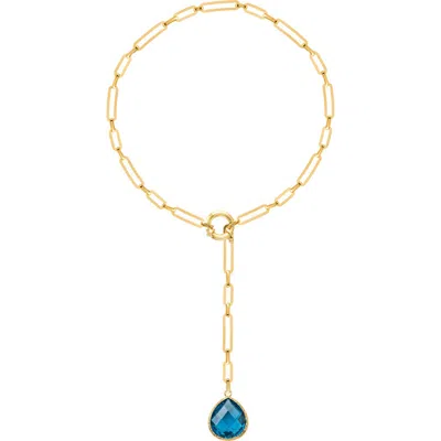 Gabi Rielle Blue Quartz Lariat Necklace In Metallic
