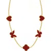 Gabi Rielle Carnelian Agate Lucky Charm Station Necklace In Gold