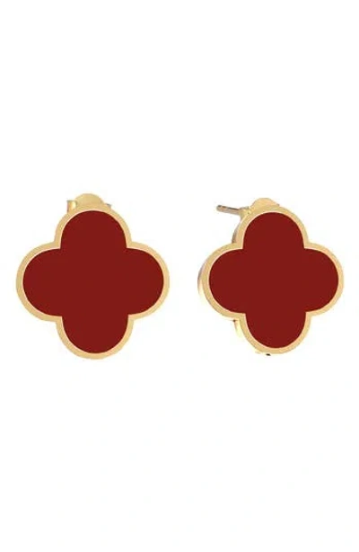GABI RIELLE GABI RIELLE CARNELIAN CLOVER STUD EARRINGS