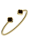 Gabi Rielle Clover Flex Cuff Bracelet In Gold/black
