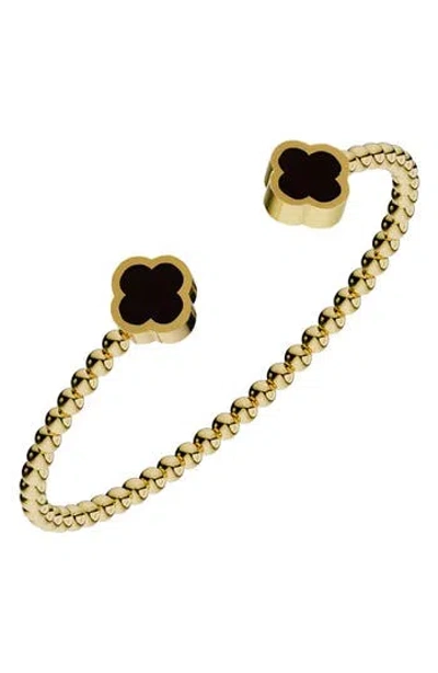 Gabi Rielle Clover Flex Cuff Bracelet In Gold/black