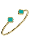Gabi Rielle 14k Over Silver Turquiose Cuff Bracelet In Gold/turquoise