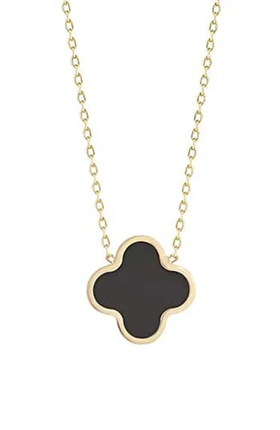 Gabi Rielle Clover Pendant Necklace In Gold/black