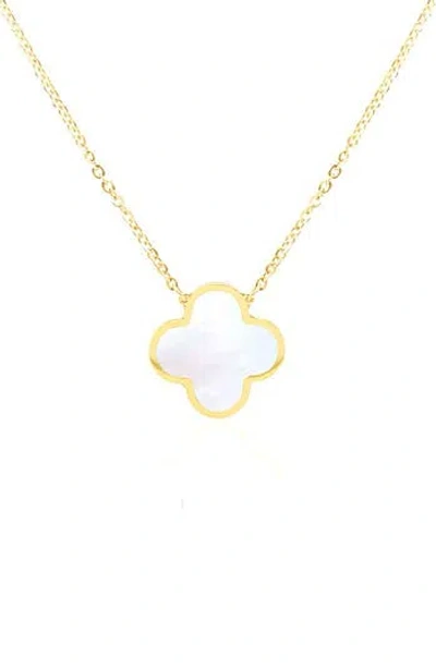 Gabi Rielle Clover Pendant Necklace In Gold/pearl