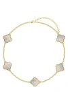 Gabi Rielle Clover Station Chain Bracelet In Gold/pearl