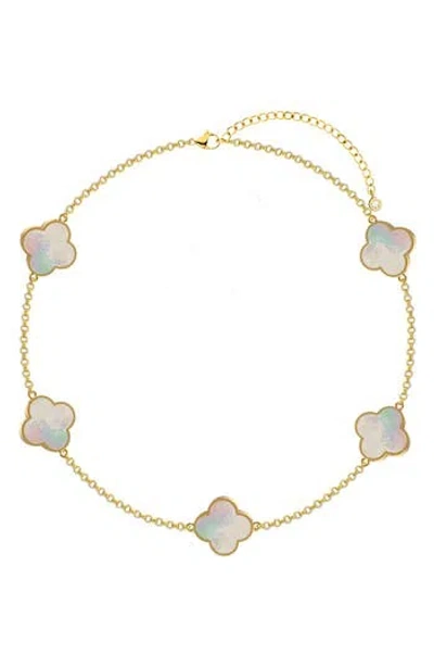 Gabi Rielle Clover Station Chain Bracelet In Gold/pearl