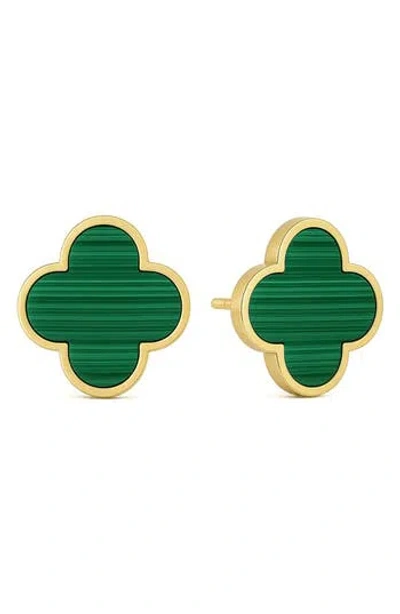 Gabi Rielle Clover Stud Earrings In Green