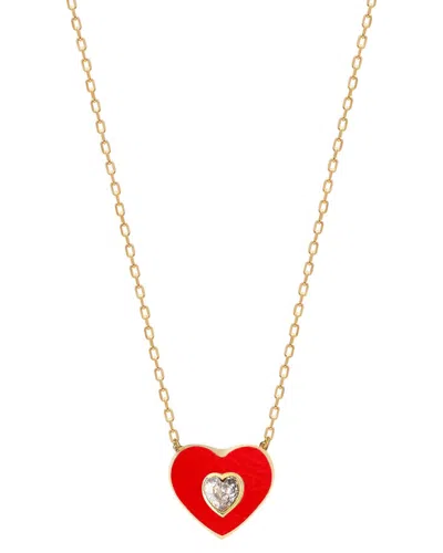Gabi Rielle Color Forward 14k Vermeil Crystal & French Enamel Heart Necklace In No Color