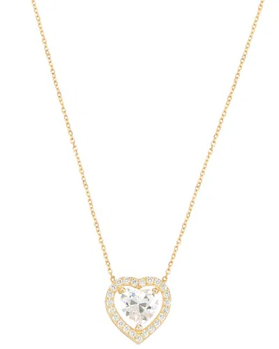 Gabi Rielle Color Forward 14k Vermeil Crystal Halo Heart Necklace In Gold