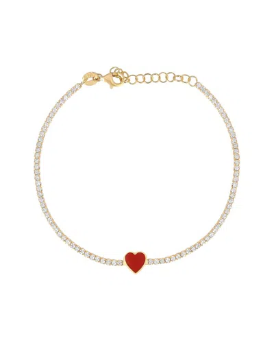 Gabi Rielle Color Forward 14k Vermeil Crystal Heart Tennis Bracelet In Orange