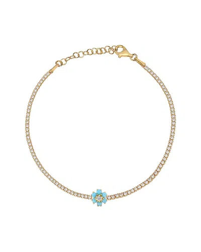 Gabi Rielle 14k Gold Vermeil Flower Crystal Tennis Bracelet