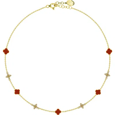 Gabi Rielle 14k Over Silver Carnelian Cz Sparkling Necklace In Multi