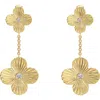 Gabi Rielle Crystal Clover Drop Earrings In Gold