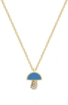 Gabi Rielle Crystal Pavè Mushroom Pendant Necklace In Gold/blue