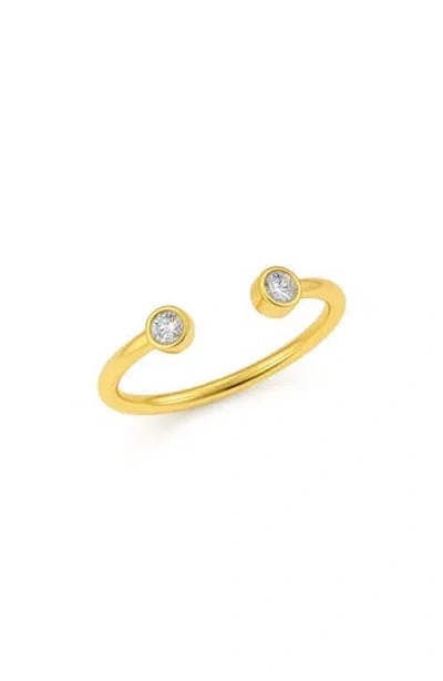 Gabi Rielle Double Bezel Set Cubic Zirconia Open Ring In Gold