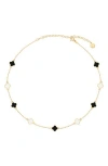 Gabi Rielle Effortless Staples Bloom & Luck Charm Necklace In Gold/black