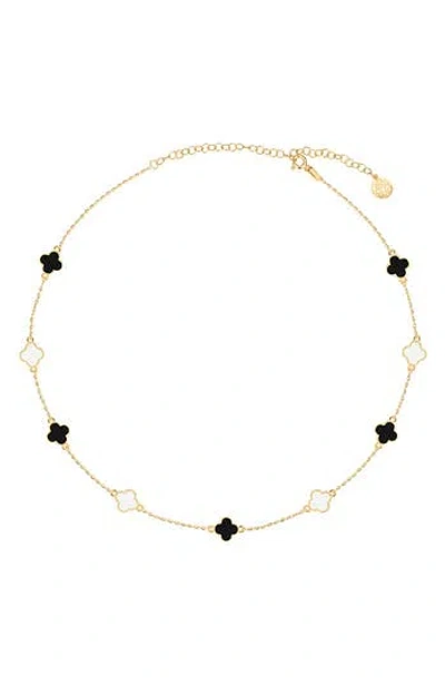 Gabi Rielle Effortless Staples Bloom & Luck Charm Necklace In Gold/black