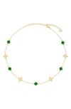 Gabi Rielle Effortless Staples Bloom & Luck Charm Necklace In Gold/green